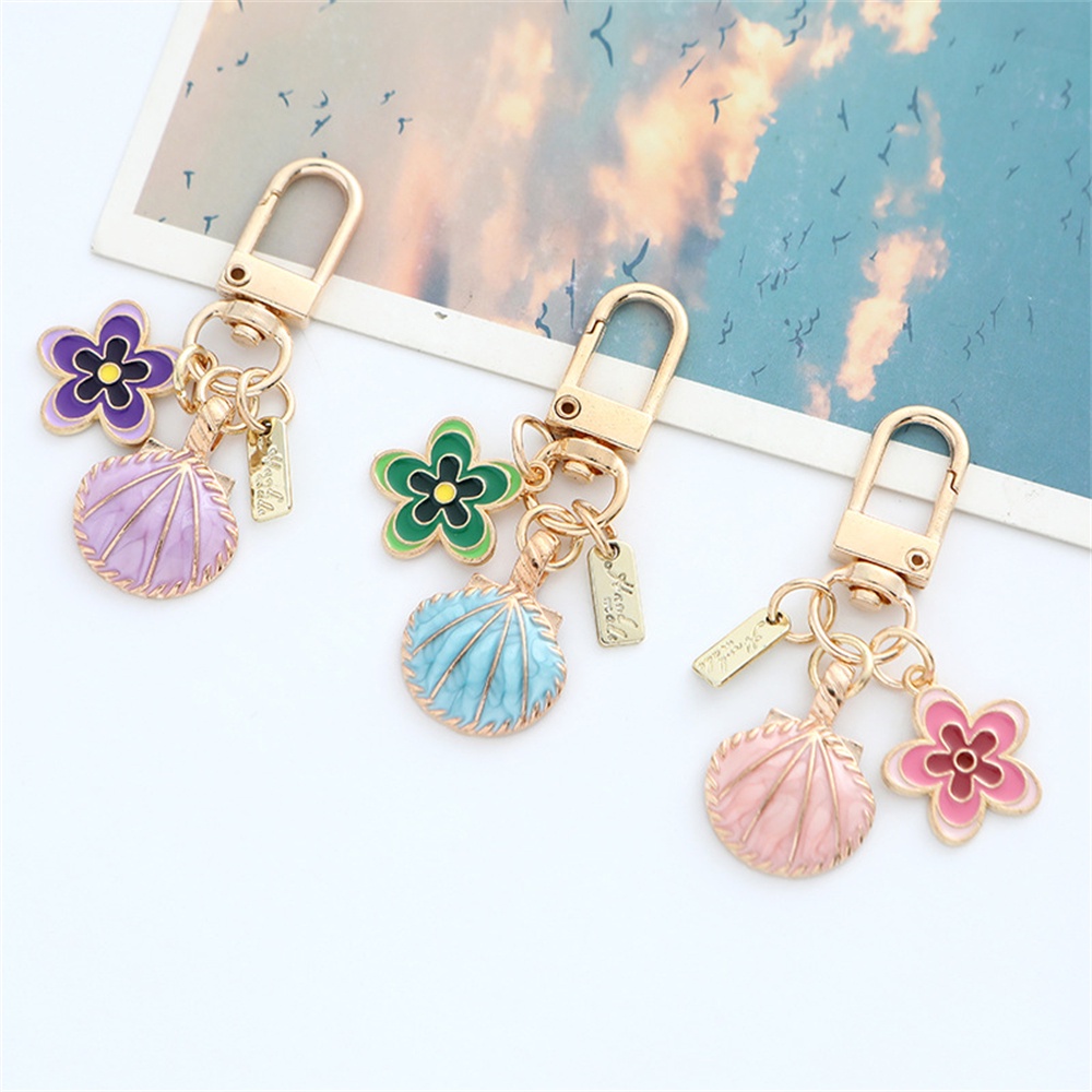 Enamel Manis Bunga Gantungan Kunci Fashion Tag Logam Gantungan Kunci Earphone Case Liontin Pesona Tas Ornamen Aksesoris Mobil Keyholder