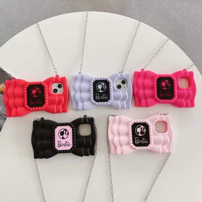 Case BARBIE Tali Rantai iPhone 7/8/7Plus/8Plus/11/11Pro/11 Pro Max/12/12 Pro/12 Pro Max Softcase Col