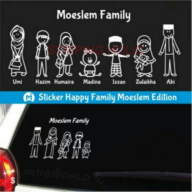 

Sticker Happy Family Moeslem Edition / Stiker Muslim Family