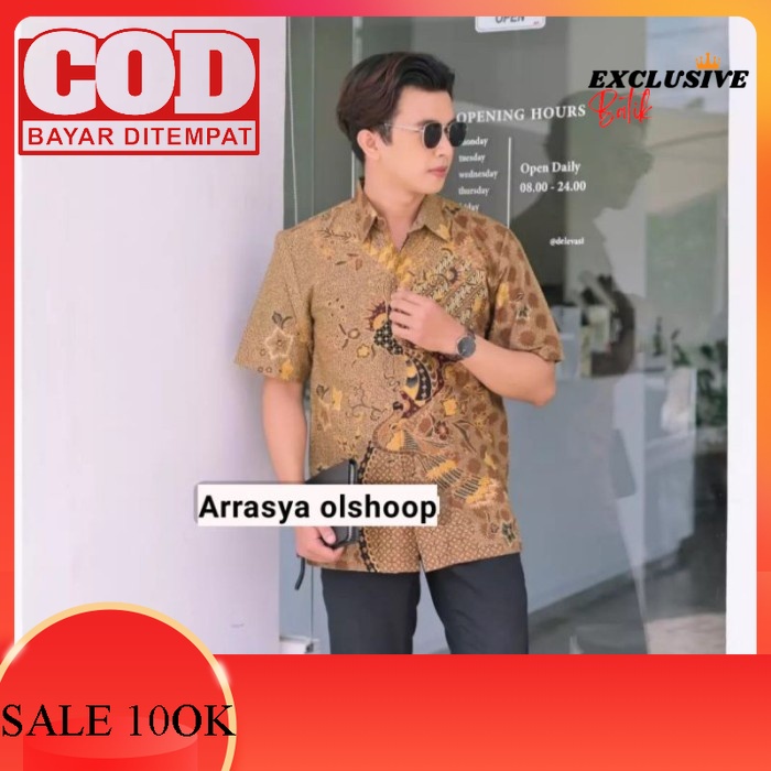 Batik Lengan pendek pria Bahan katun baturaden Premium Full Furing