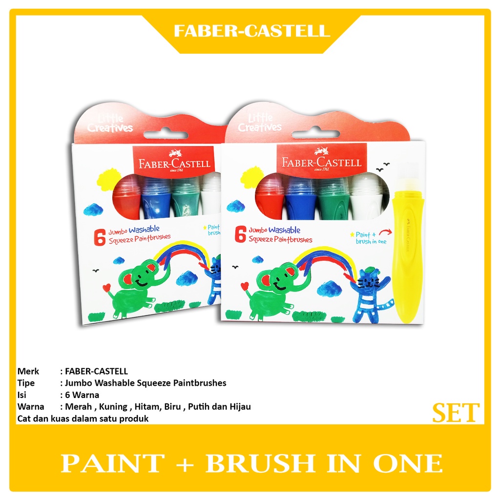 

FABER-CASTELL - Jumbo Washable Squeeze Paintbrushes Isi 6 - Set