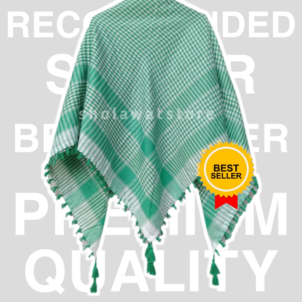 Sorban Yaman / Sorban Habib / Surban Rumbai Penutup Syal / Sorban Kepala Putih / Sorban Kepala Dewas