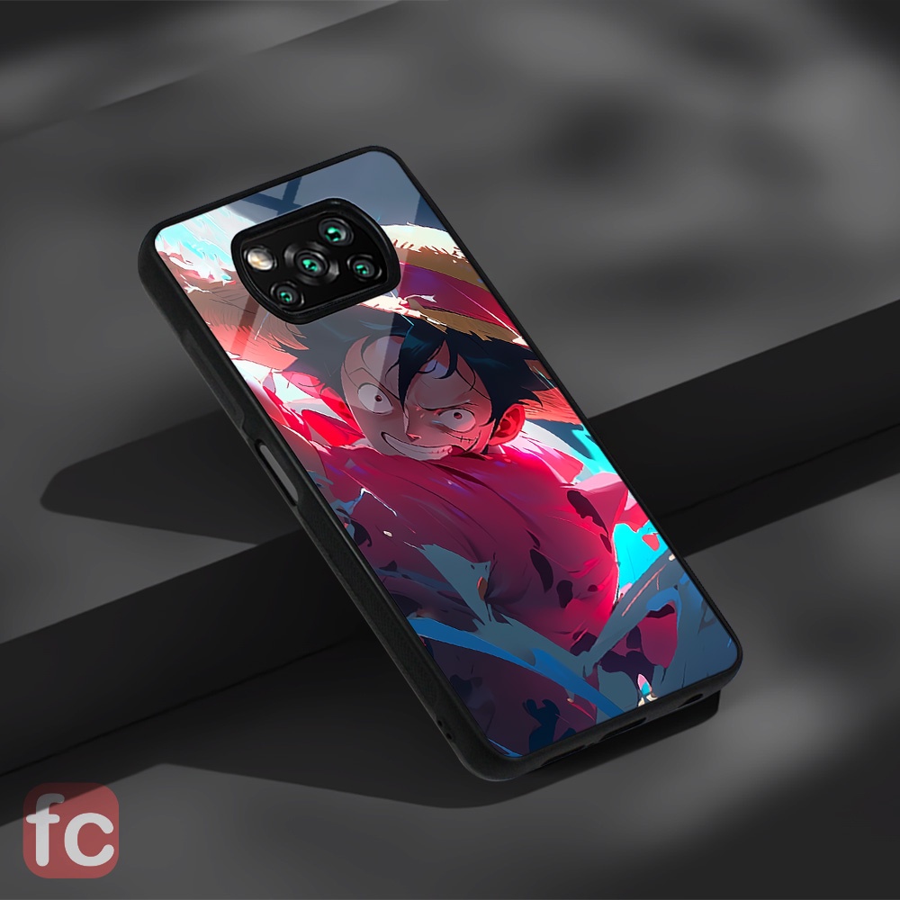 Custom case Glossy Poco X3 Pro Nfc |FR72| Xiaomi Poco x3 Tpu Efek Kaca Anime One Piece Luffy