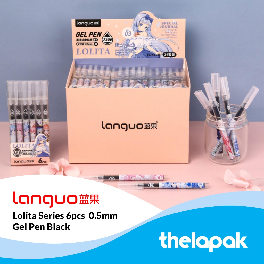 

Pulpen Gel 0.5mm Set 6pcs Languo Lolita Series Pen Tinta Hitam