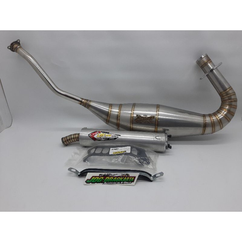 Knalpot CREAMPIE zz1 stainlis type cobra ninja r ss dan rr new old zx150 free klem knalpot acerbis