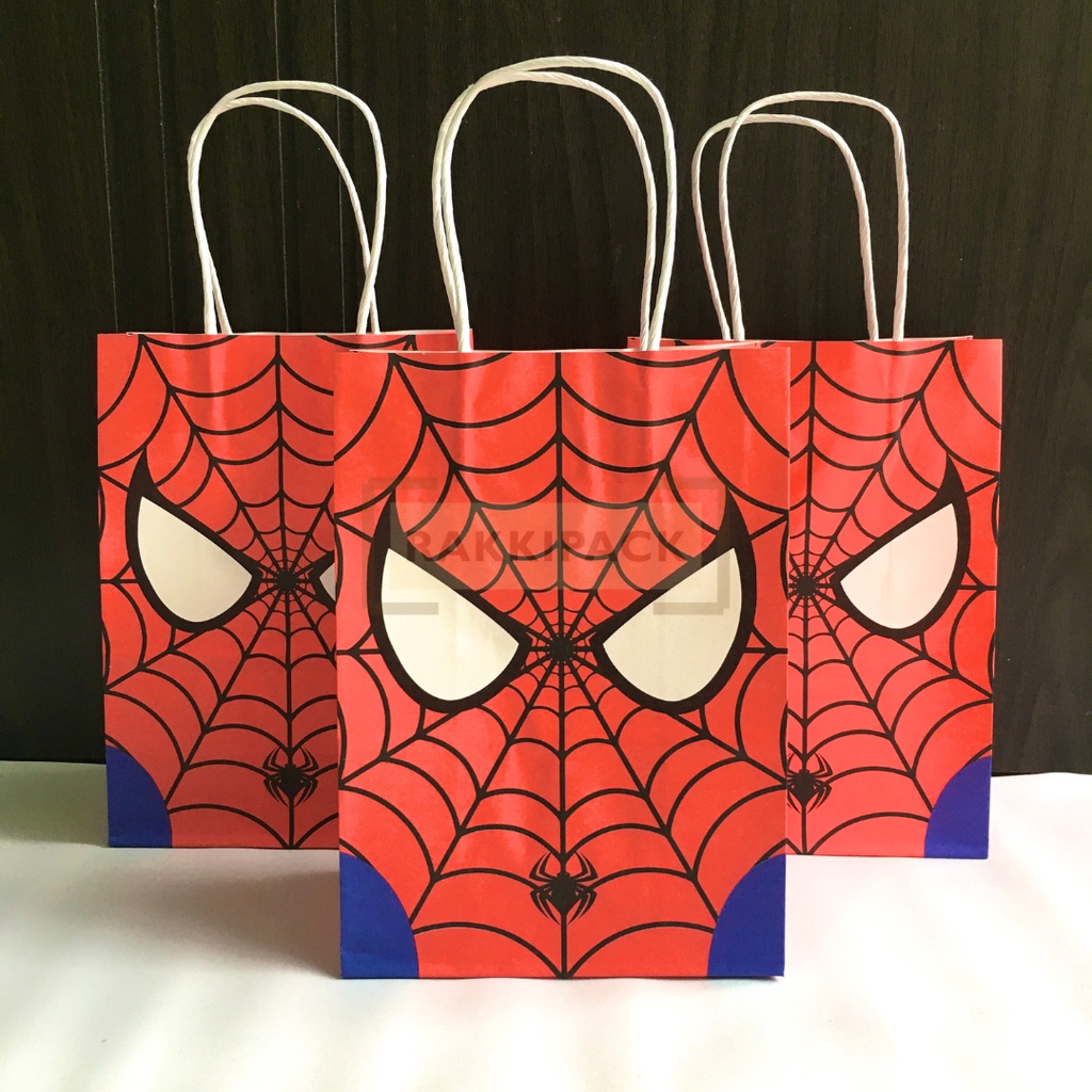 

paper bag goodie bag spiderman tas ultah anak tas snack