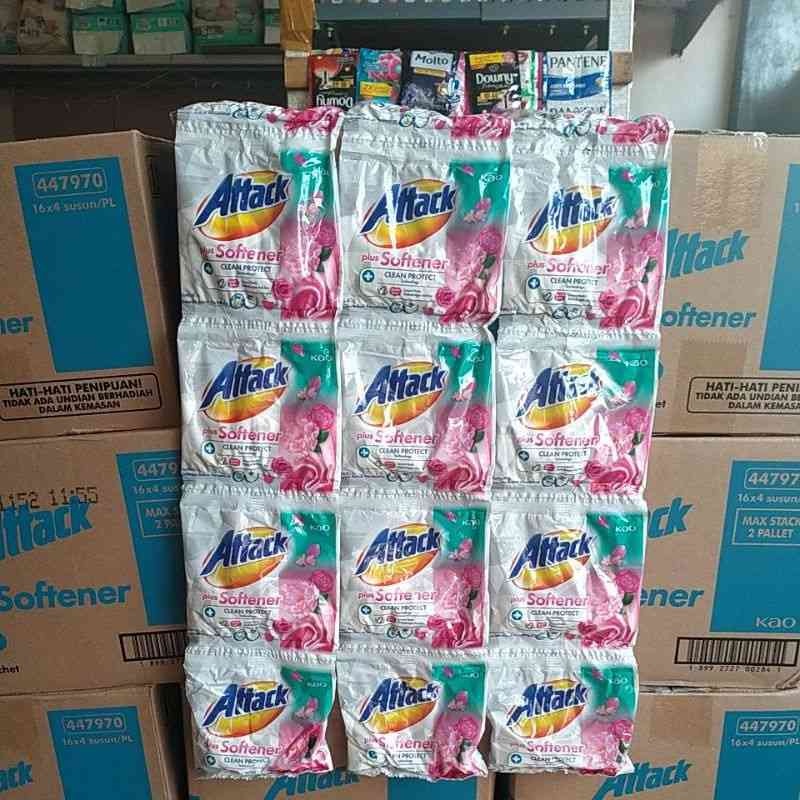 Live Attack softener renceng ATTACK SACHET 1 Renteng isi 6 sachet 40gr Grosir