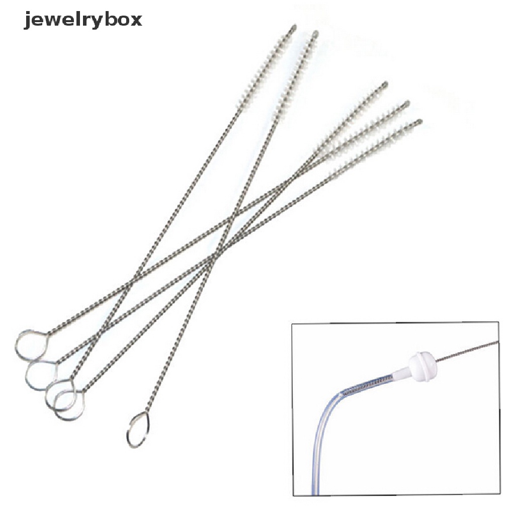 [jewelrybox] New 1pcs Stainless Steel Nylon Straw Pembersih Pembersih Sedotan Minum 17cm Sikat Butik