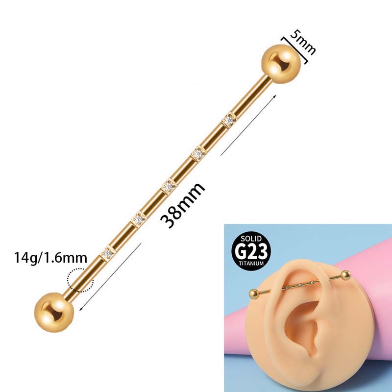 1biji Anting Tusuk Barbel Titanium Hypoallergenic Industrial - 14 Gauge G23 Untuk Pria Dan Wanita