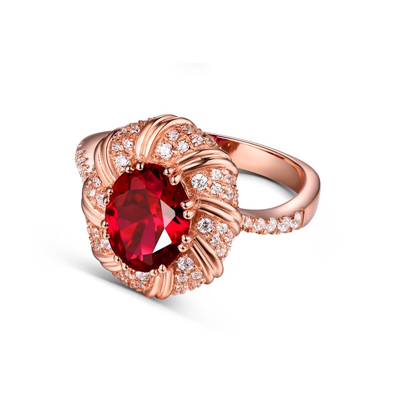 Goldkingdom Aksesoris Perhiasan Fashion Ready Stock Eropa Dan Amerika Mewah Karat Merpati Merah Ruby Cincin Perempuan Berlapis Rose Gold Perempuan