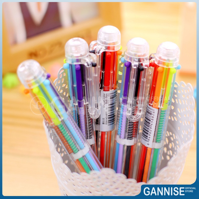 

Pena Ballpoint Multi Warna 6 In 1 Motif Transparan Polos GoK-ST0011