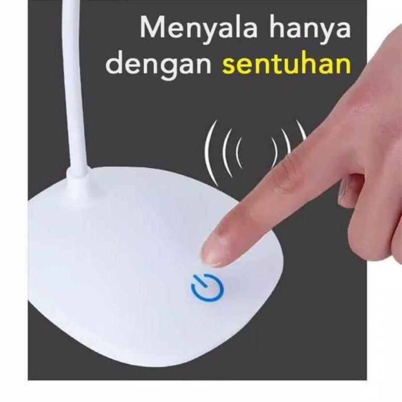 Lampu Meja LED 3 Tingkat Sentuh Dapat Diredupkan Dapat Dilipat Berdaya USB Samping Tempat Tidur Perlindungan Mata Portabel