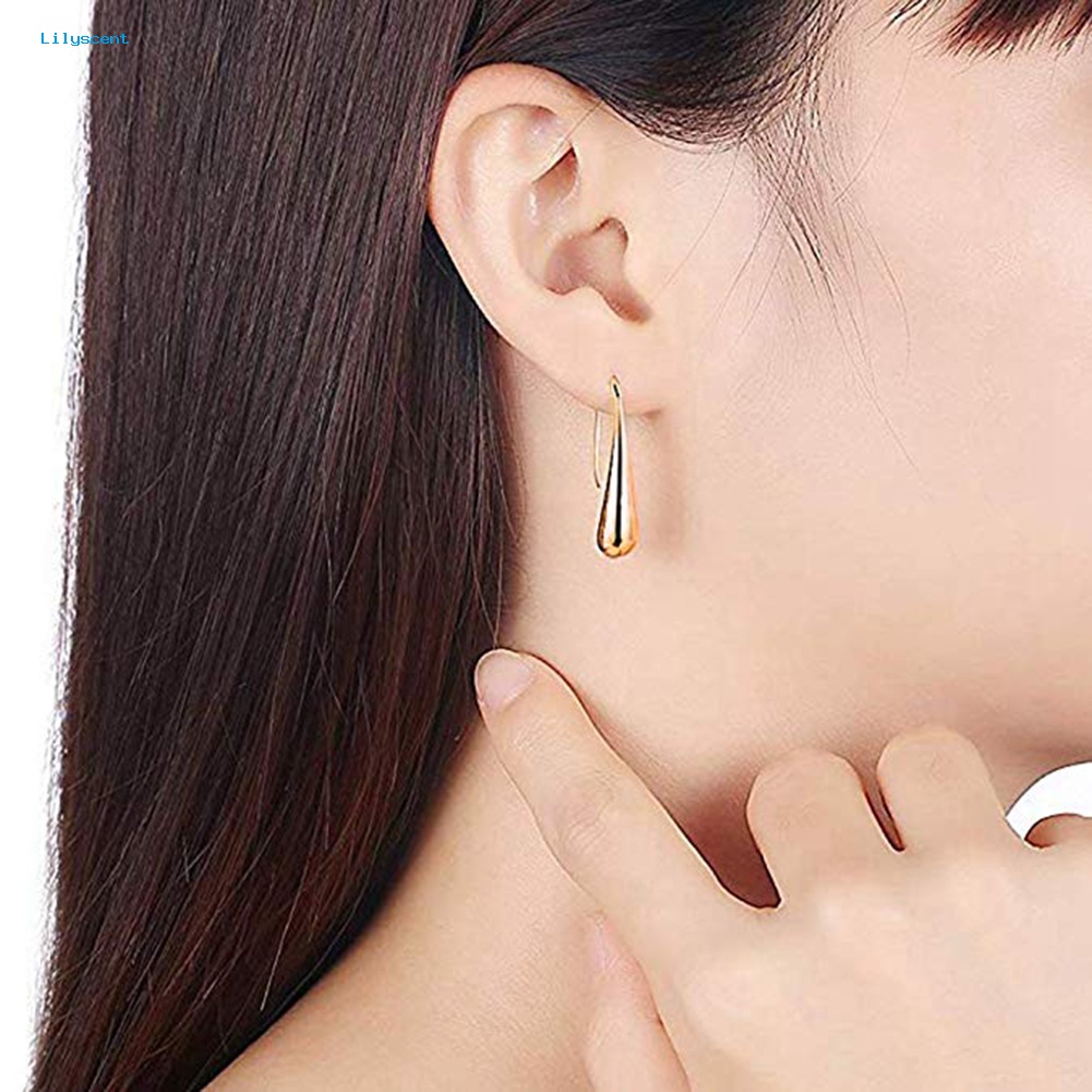 Lilyscent Fashion Wanita Bentuk Tetesan Air Paduan Kait Anting Tindik Pesta Perhiasan Hadiah