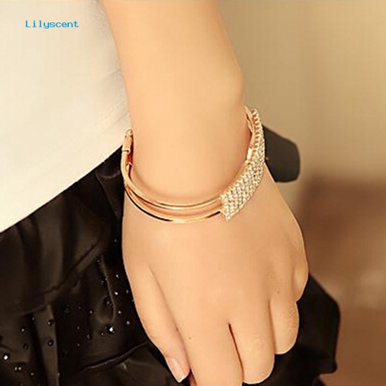 Lilyscent Mode Baru Elegan Wanita Bangle Gelang Gelang Kristal Cuff Bling Lady Hadiah