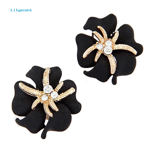 Lilyscent Wanita Elegan Bunga Bintang Laut Pesona Berlian Imitasi Ear Studs Fashion Earrings Hadiah