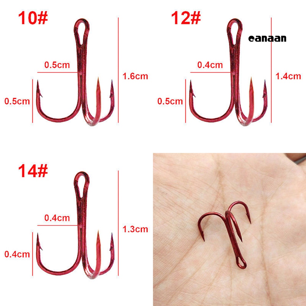 Cnn-100pcs 2/4,6,8,10,12,14# Kail Pancing Treble Tajam Baja Karbon Tinggi Tackle