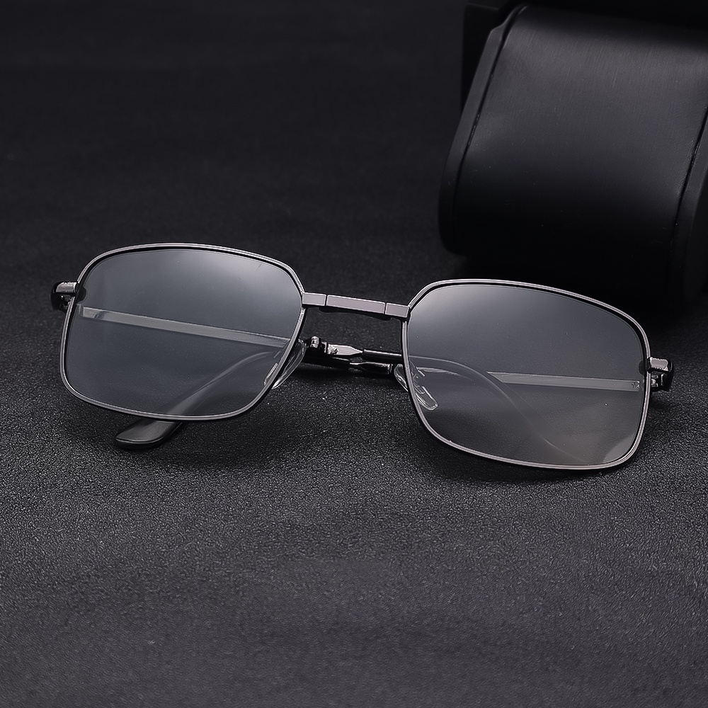 [Hot Sale] Vintage Pria Polarized Lipat Perlindungan UV Kacamata Matahari Sunglasses Untuk Mengemudi, Travel, Memancing Bingkai Photochromic Fashion Wanita Square Metal