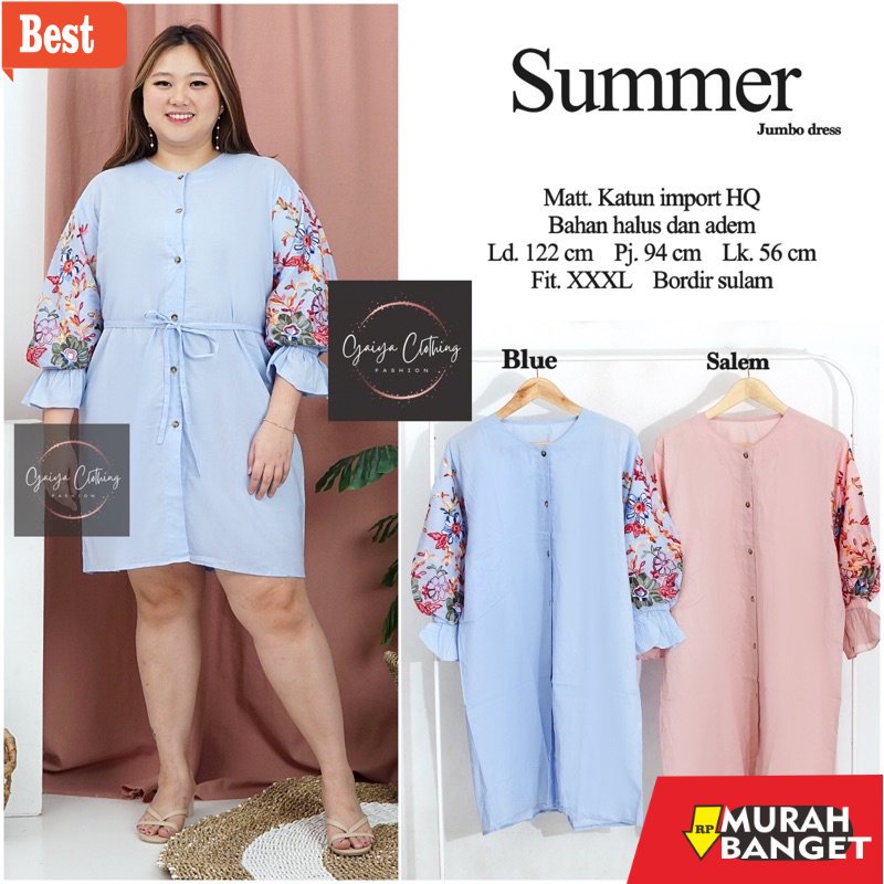 Tunik jumbo terbaru untuk wanita- TUNIK JUMBO KATUN WANITA BORDIR SULAM HALUS - SUMMER TUNIK