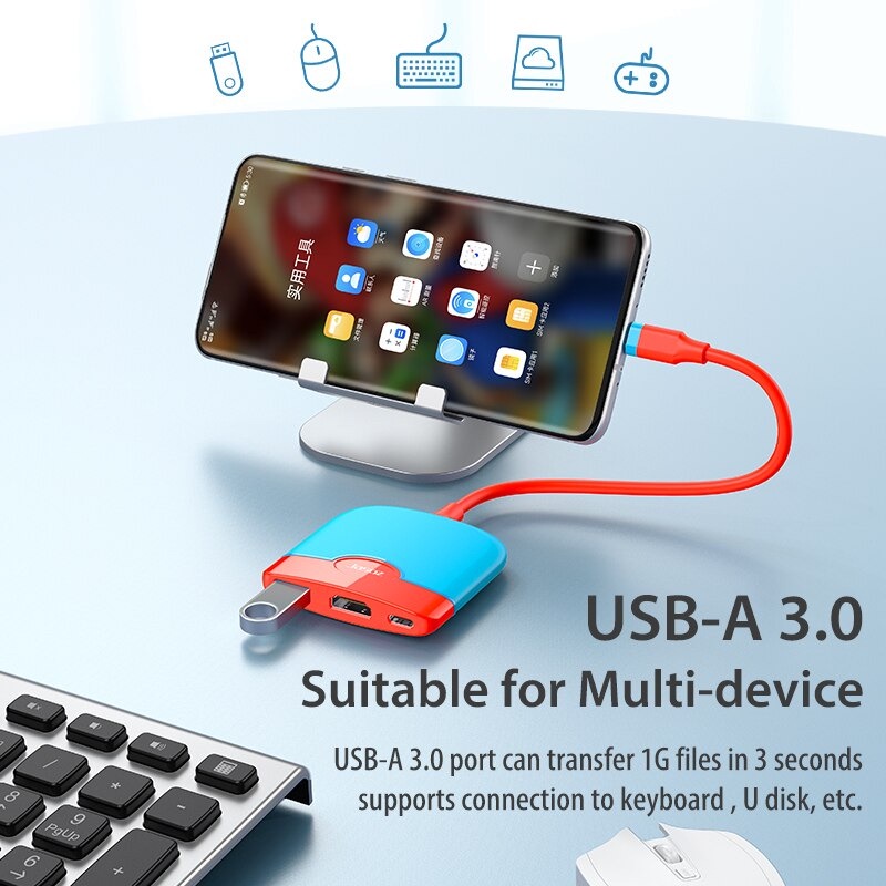 Kabel Adaptor USB Type C ke USB 3.0 HDMI PD Charging H106