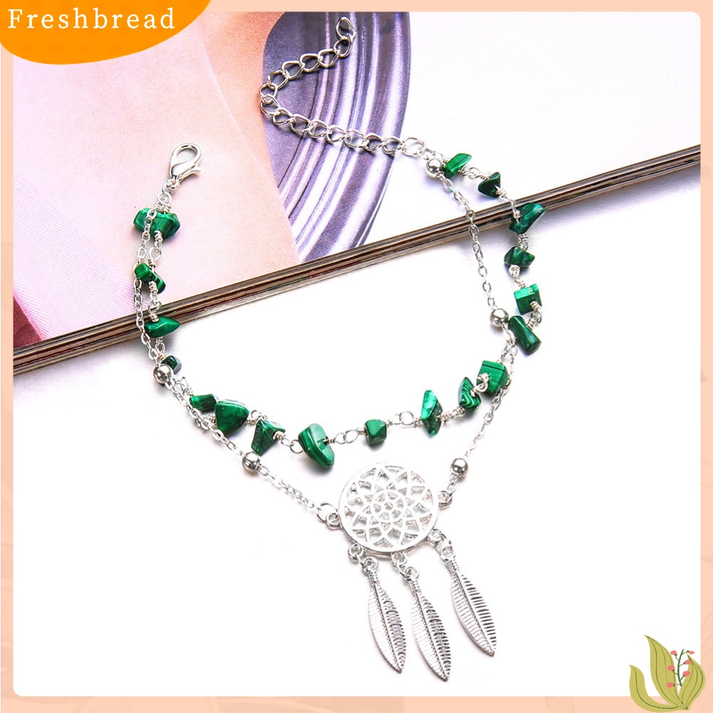 &lt; Freshbread &gt; Wanita Multilayer Dream Catcher Faux Turquoise Beaded Foot Chain Anklet Bracelet