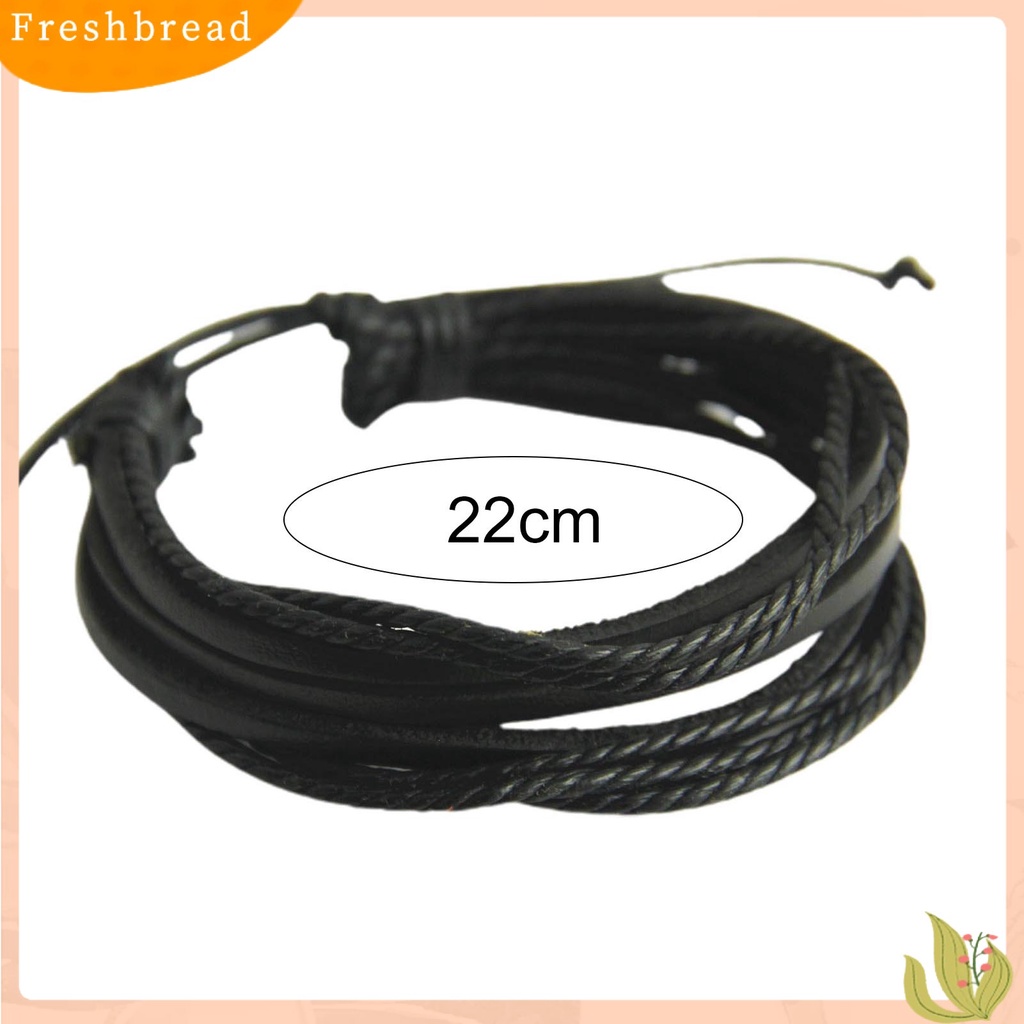 &lt; Freshbread &gt; Men Bracelet Vintage Multi Layers Faux Leather All Match Gelang Cowok Untuk Hadiah