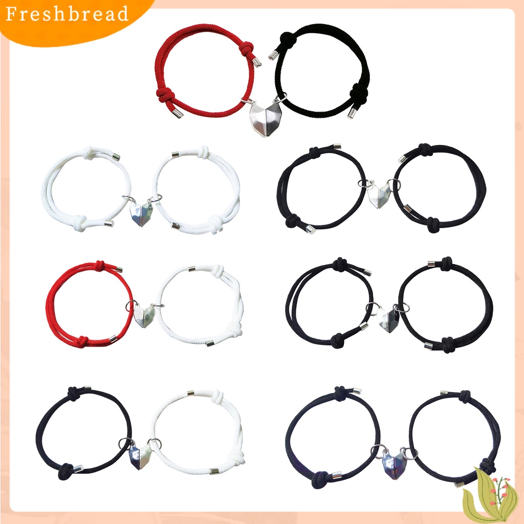 &lt; Freshbread &gt; 1pasang Gelang Couple Panjang Dapat Disesuaikan Liontin Hati Jarak-catching Attraction Bracelet Untuk Rumah