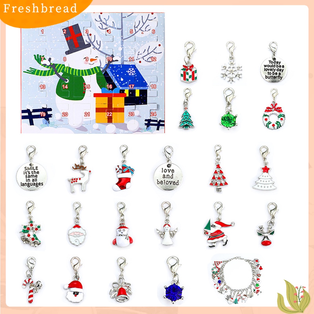 &lt; Freshbread &gt; 2020 Xmas Countdown Calendar Gelang Santa Elk Sock Pendant Jewelry Making Kit