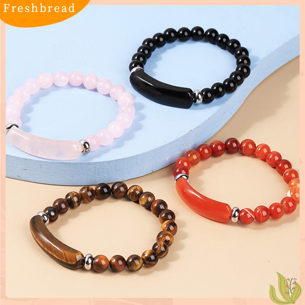 &lt; Freshbread &gt; Wanita Gelang 8mm Bulat Manik-Manik Batu Alam Elegan Merah Muda Faux Kristal Jembatan Wanita Gelang Fashion Perhiasan