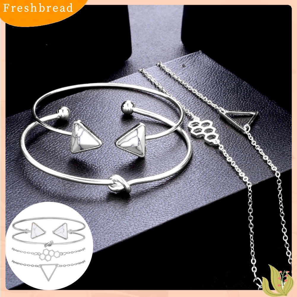 &lt; Freshbread &gt; Multi Layers Jewelry Honeycomb Triangle Knot Bracelet Adjustable Open Bangle