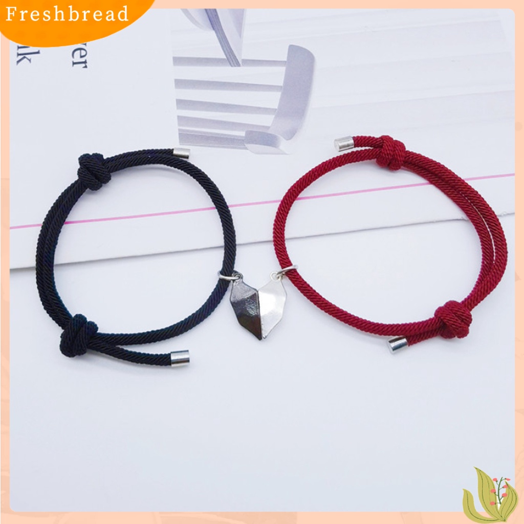 &lt; Freshbread &gt; 1pasang Gelang Couple ic Cinta Romantis Unisex Bentuk Hati Panjang Yang Dapat Disesuaikan Pria Bracelet Jewelry