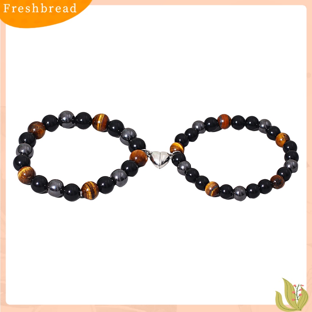 &lt; Freshbread &gt; 1pasang Gelang Couple 3warna Tiger Eye Batu Jarak Pasangan Hadiah Valentines Vintage ic Cinta Hati Pencocokan Gelang Perhiasan Aksesori