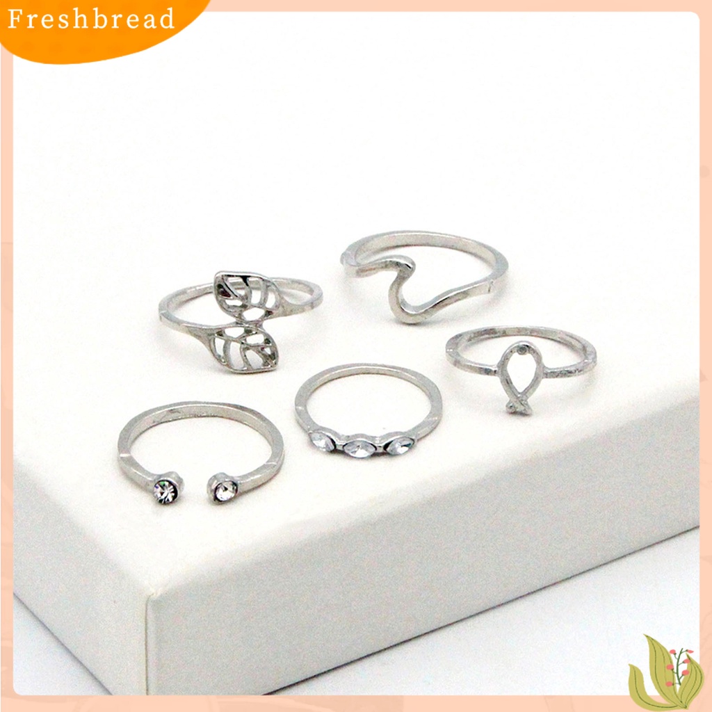 &lt; Freshbread &gt; 20Pcs/Set Fashion Cincin Bohemia Hias Berlian Imitasi Daun Gajah Buku Jari Cincin Perhiasan Aksesoris