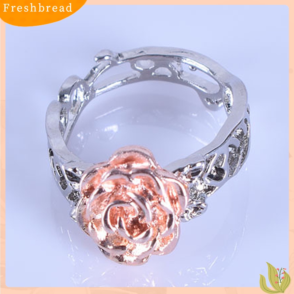 &lt; Freshbread &gt; Rose Decor Hollow Out Ring Untuk Wanita Hadiah Natal Pernikahan Statement Jewelry