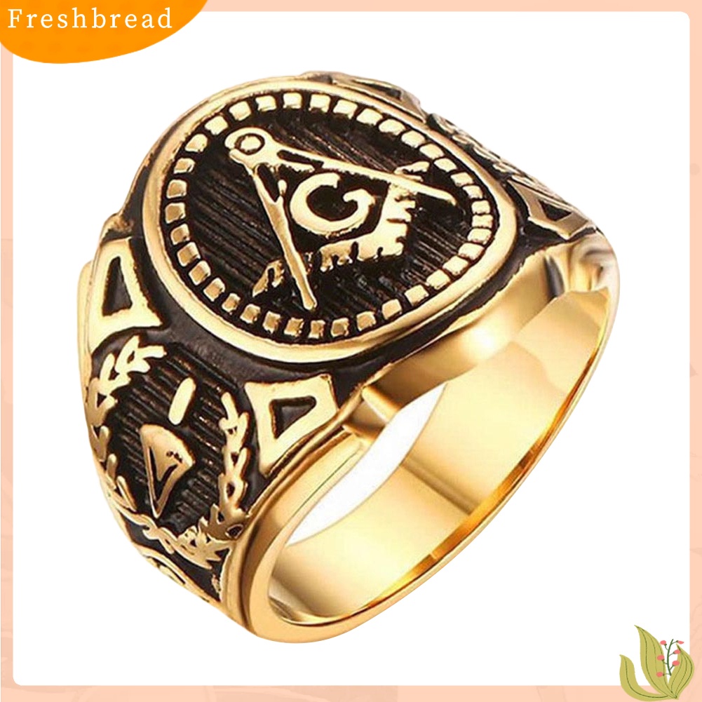 &lt; Freshbread &gt; Vintage Alloy Punk Freemason Sign Masonic Cincin Pria Kepribadian Perhiasan Hadiah