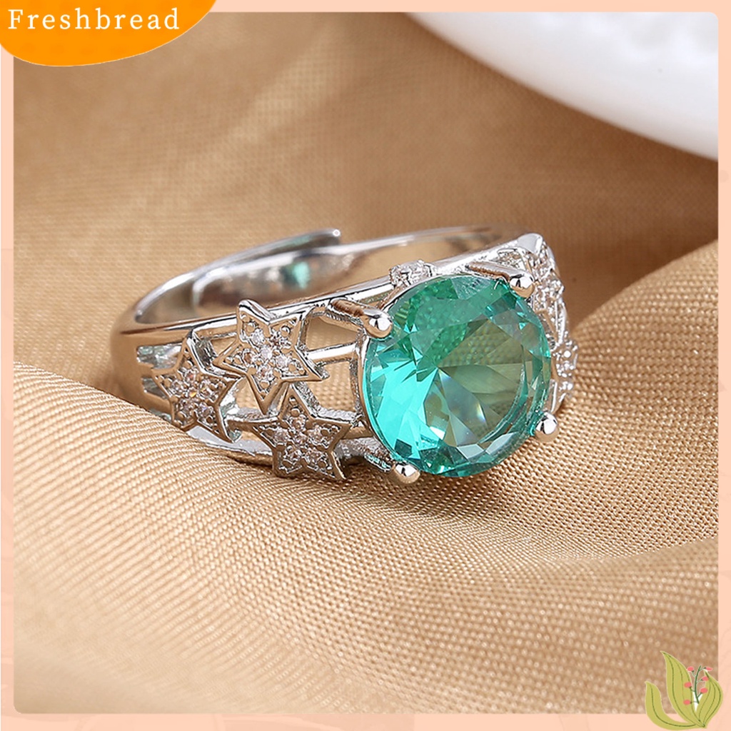 &lt; Freshbread &gt; Wanita Cincin Pembukaan Dapat Disesuaikan Berongga Lima Titik Bintang Retro Hadiah Berlian Imitasi Tertanam Wanita Jari Cincin Perhiasan Fashion