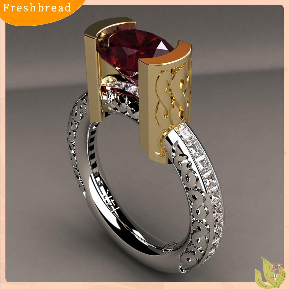 &lt; Freshbread &gt; Fashion Faux Ruby Dual Color Cincin Jari Wanita Perhiasan Pertunangan Pernikahan