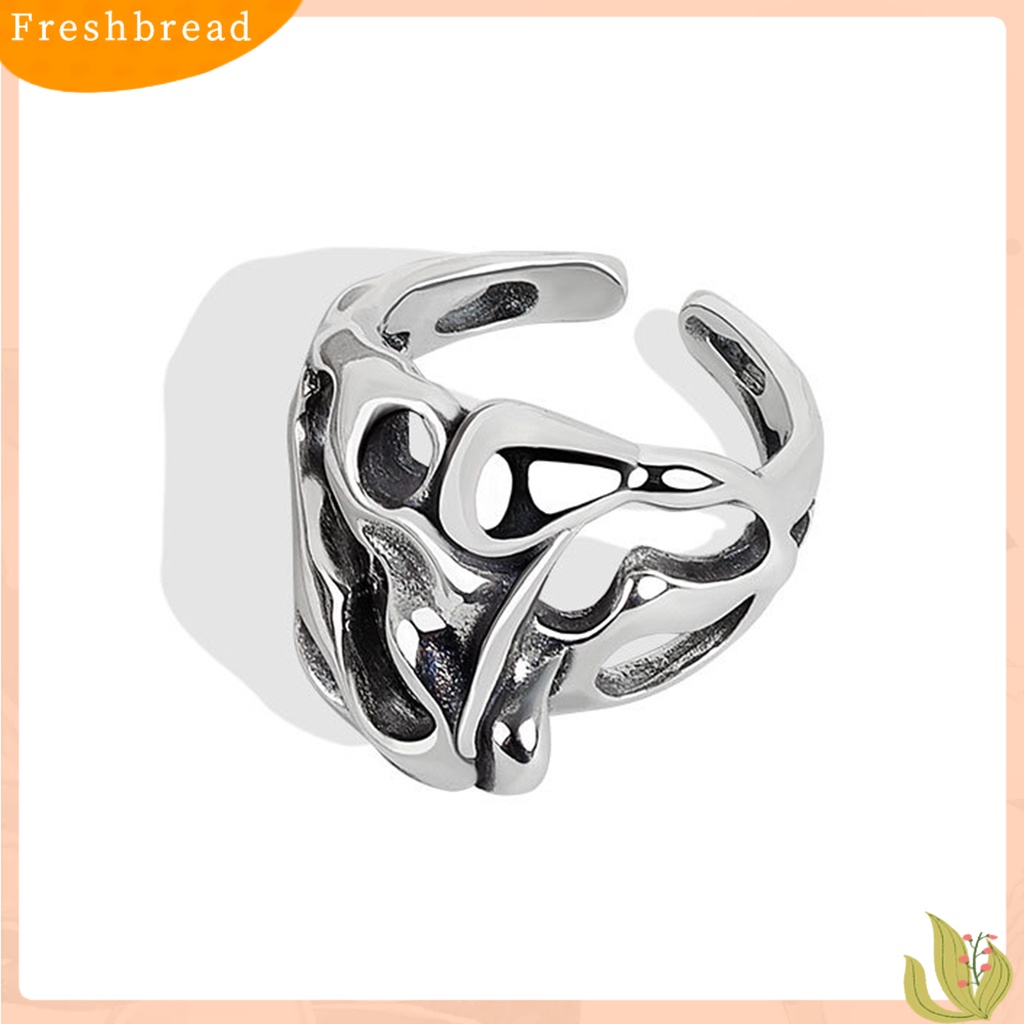 &lt; Freshbread &gt; Cincin Terbuka Minimal Retro Adjustable Dipoles Tinggi Electroplating Dekorasi Warna Solid Tidak Teratur Permukaan Berongga Benjolan Cincin Wanita Perhiasan