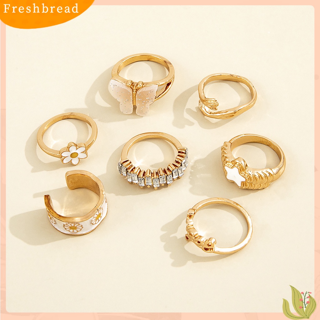 &lt; Freshbread &gt; 7 Pcs Knuckle Rings Butterfly Gothic Wanita Indah Stackable Finger Rings Perhiasan Hadiah