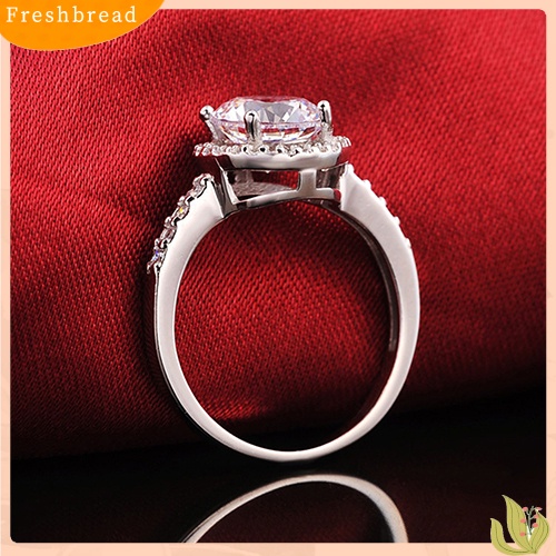 &lt; Freshbread &gt; Cincin Tunangan Kawin Sterling Silver Cubic Zirconia925 Ukuran 6-10