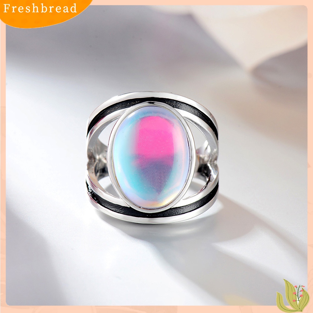 &lt; Freshbread &gt; Antik Oval Besar Imitasi Moonstone Jari Cincin Wanita Perhiasan Pernikahan Ulang Tahun