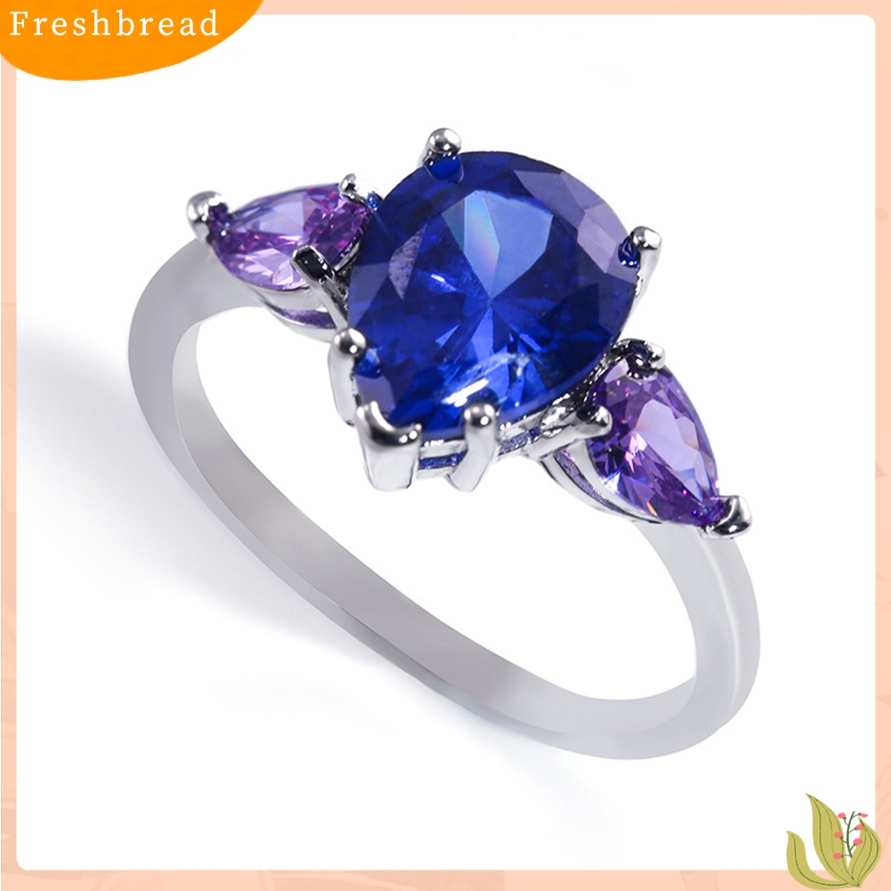 &lt; Freshbread &gt; Fashion Wanita Faux Safir Amethyst Jari Cincin Hadiah Perhiasan Pesta Pernikahan