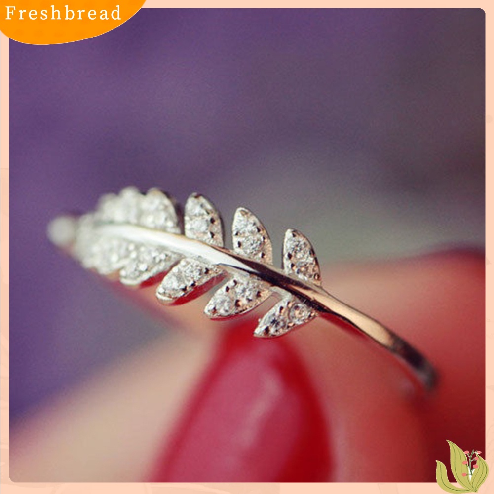 &lt; Freshbread &gt; Fashion Janji Olive Leaf Band Perhiasan Cincin Jari Telunjuk Terbuka Yang Dapat Disesuaikan