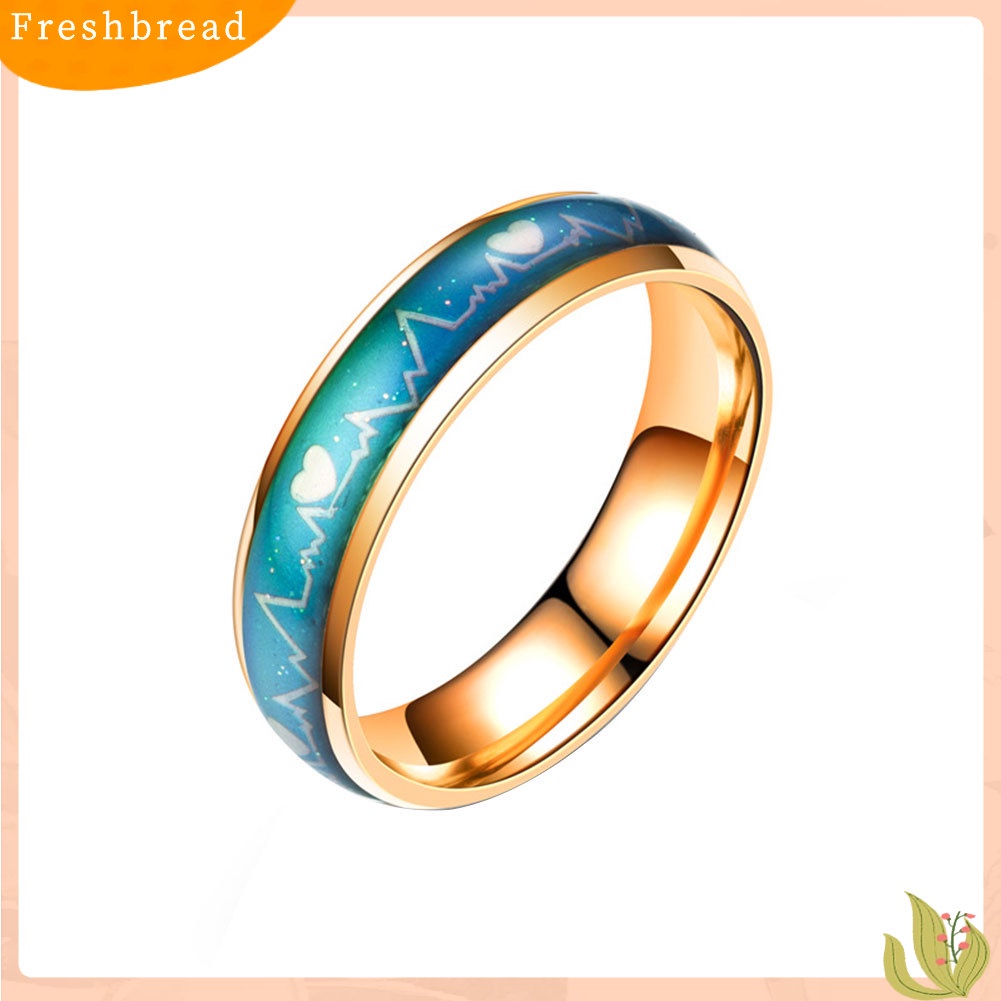 &lt; Freshbread &gt; Fashion Pria Wanita Mood Changing Color Heart Beat Cincin Pesta Perhiasan Couple Band