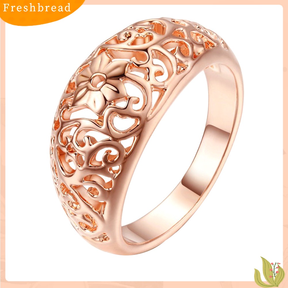 &lt; Freshbread &gt; Fashion Wanita Berongga Bunga Band Handmade Jari Cincin Pertunangan Perhiasan Deor