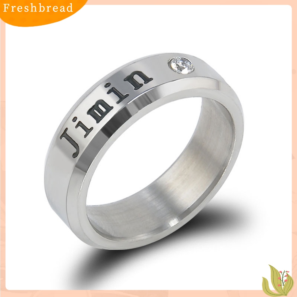 &lt; Freshbread &gt; Fashion Pria Baja Titanium Berlian Imitasi Huruf Ukiran Jari Cincin Perhiasan Hadiah