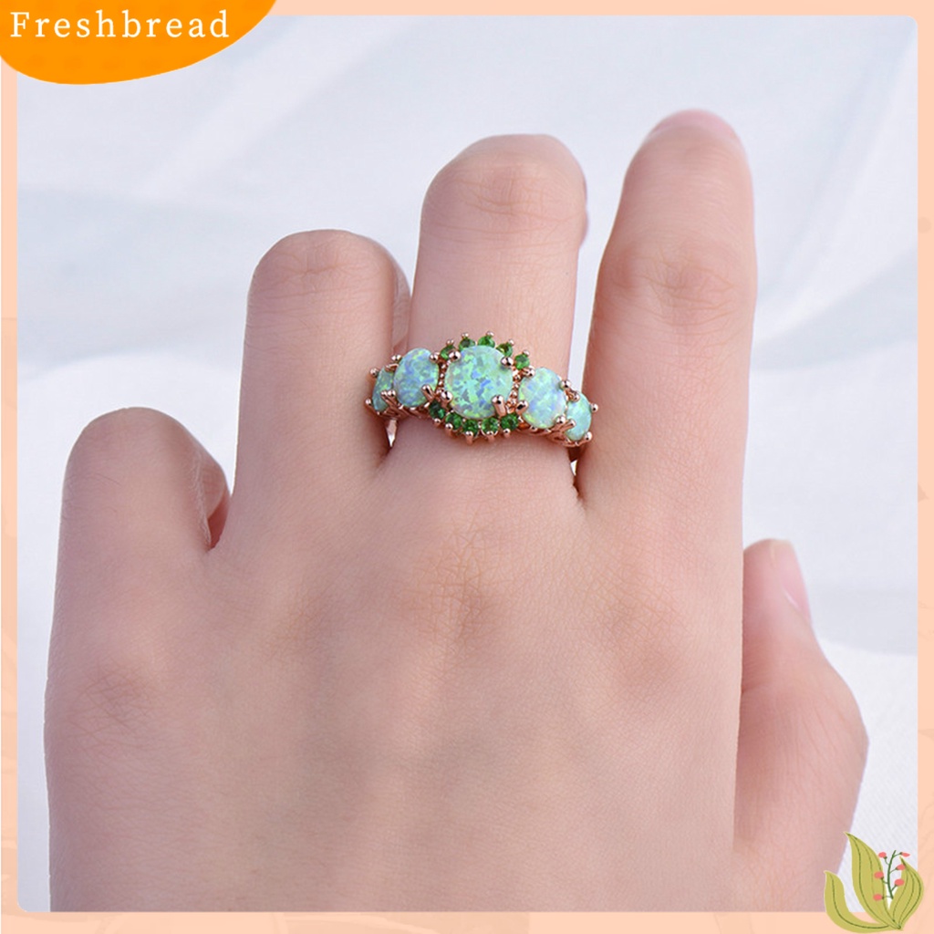 &lt; Freshbread &gt; Cincin Wanita Geometris Perhiasan Permata Imitasi Electroplating Bright Luster Ring Untuk Pernikahan