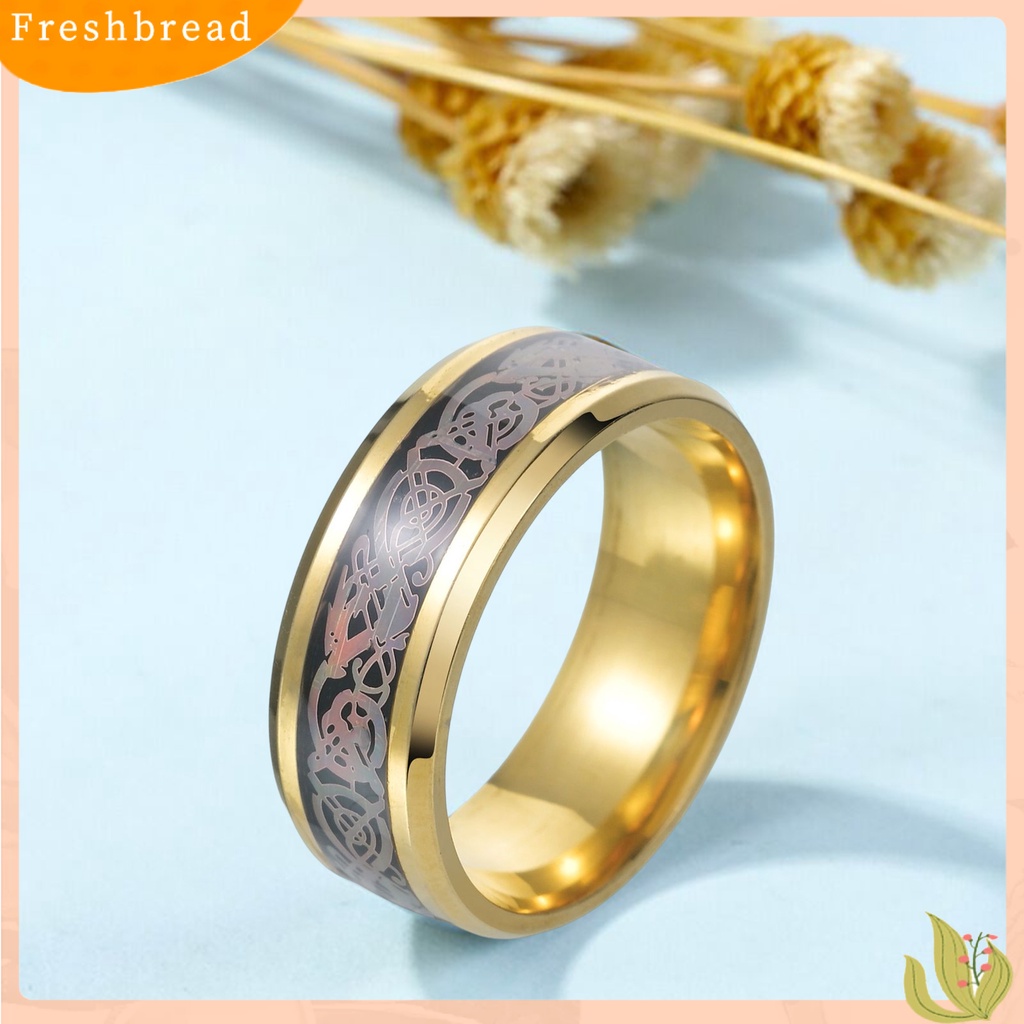 &lt; Freshbread &gt; Finger Ring Plating Anti-fading Halus Ringan Portabel Menghias Baja Titanium Multicolor Print Laki-Laki Cincin Perhiasan Aksesori