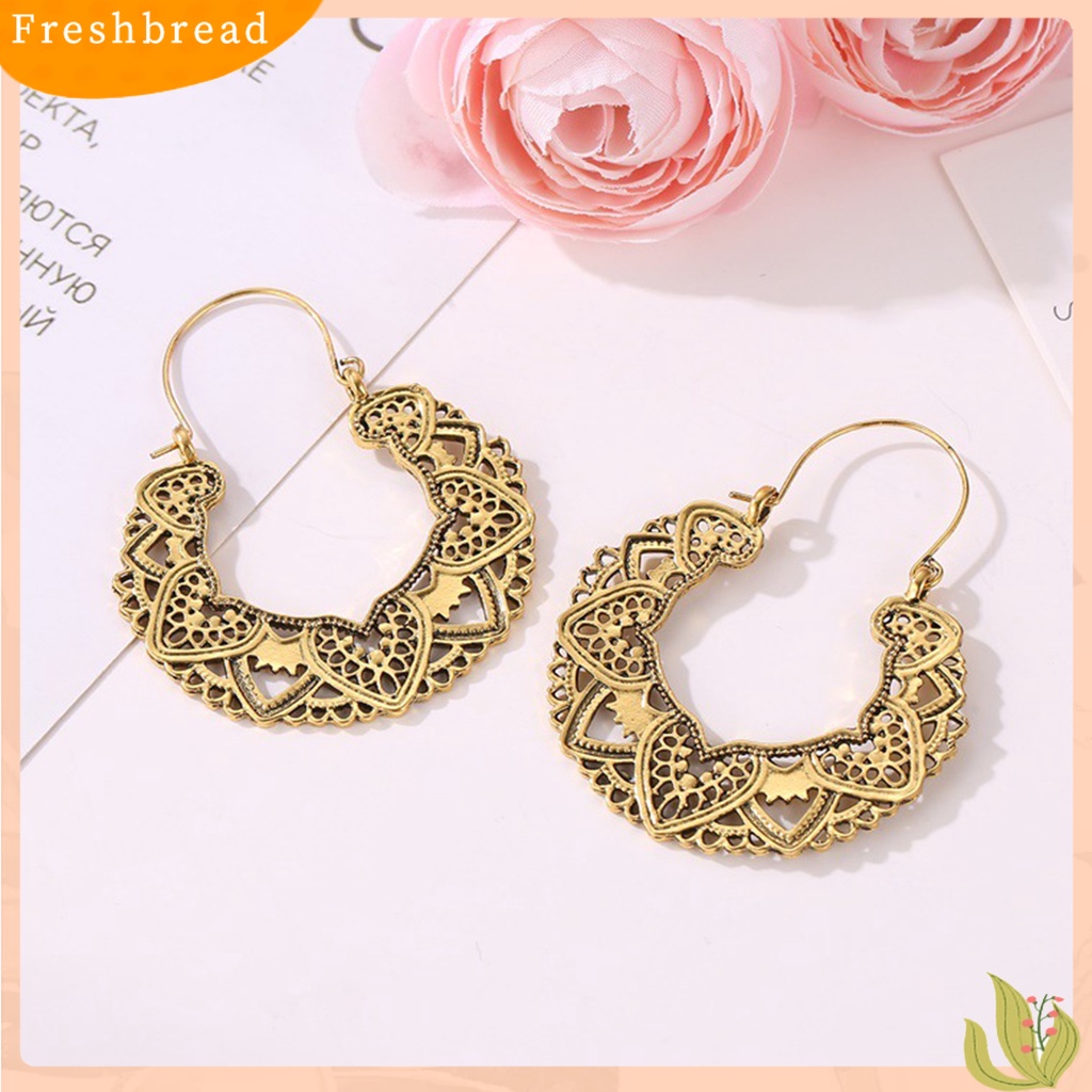 &lt; Freshbread &gt; 1pasang Bentuk Bunga Hollow Drop Earrings Alloy Tindik Geometris Wanita Menjuntai Anting Fashion Perhiasan