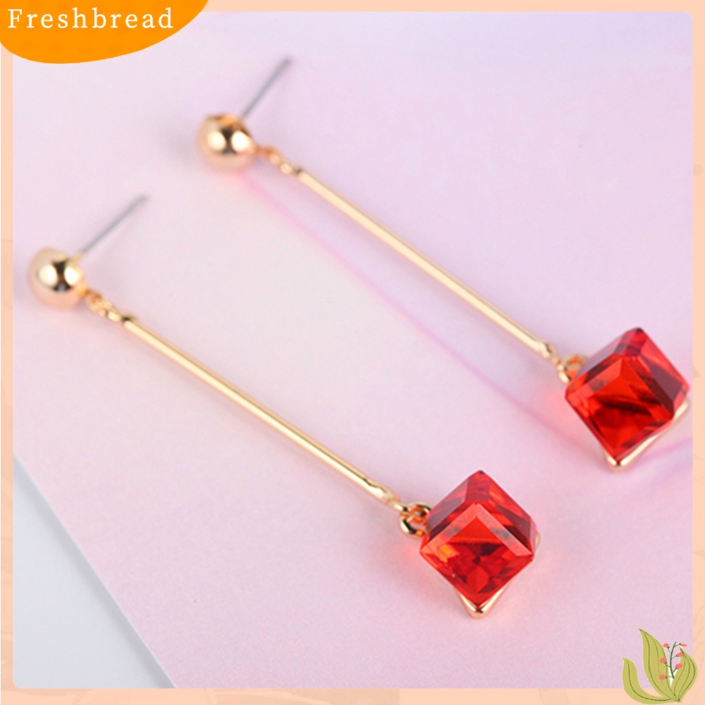 &lt; Freshbread &gt; 1pasang Wanita Fashion Panjang Menjuntai Berlian Imitasi Anting Eardrops Perhiasan Untuk Pernikahan