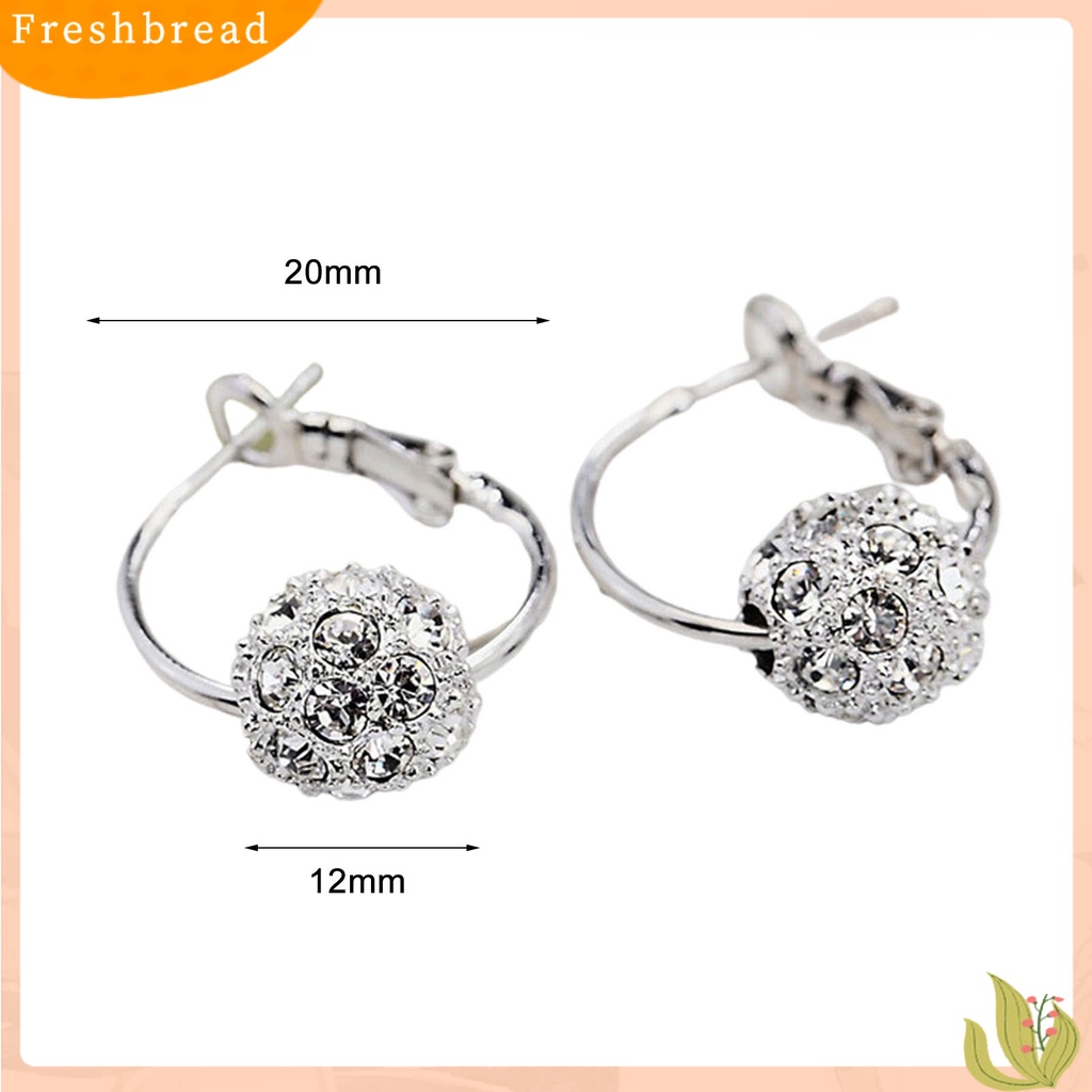 &lt; Freshbread &gt; 1pasang Anting Lady Anting Hoop Bola Berlian Imitasi Bulat Berkilau Warna-Warni Untuk Pakaian Sehari-Hari